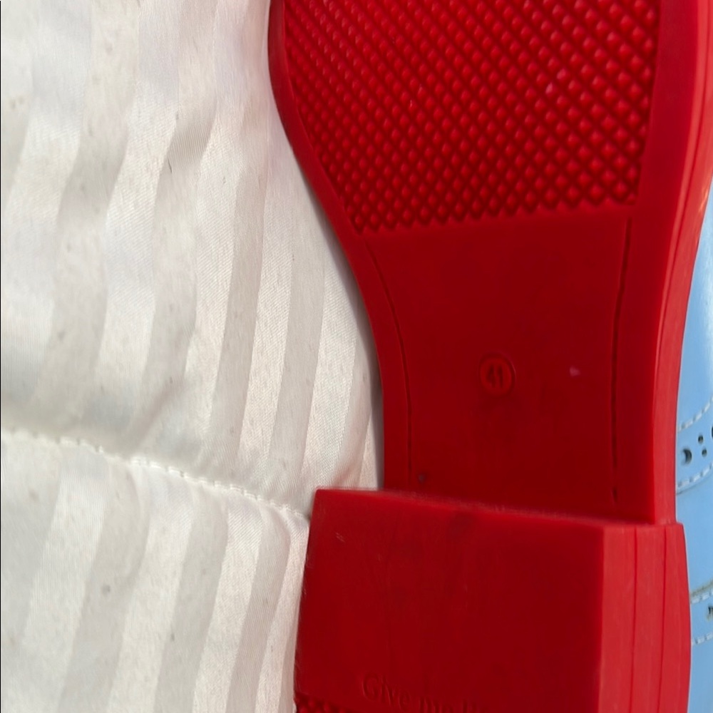 Girotti Italian Blue and Red Flats with Brogue Detailing - Picture 2 of 4